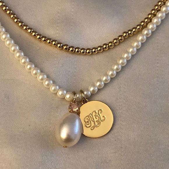Lauren Ralph Lauren 2PC Layered Necklace Freshwater Pearls Ball Chain Charm NWT - Picture 12 of 13
